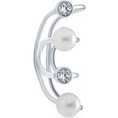 Pearl Geometric spiral wire crystal cartilage earring sterling silver