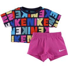 Nike Cotton Other Sets Nike Girls Patterned Logo Top & Pink Shorts Set Pink month