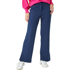 Roman Side Split Detail Straight Trousers - Navy