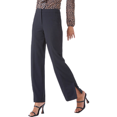 Roman Side Split Detail Straight Trousers - Black