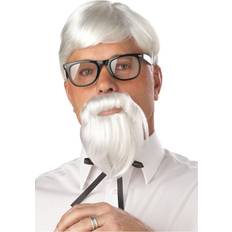 Cheap Perruques Courtes White Colonel Wig Moustache and Goatee