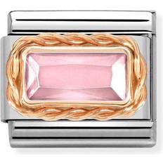 Nomination Classic Rose Gold Faceted Baguette Pink CZ Charm