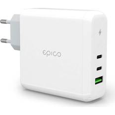 100w usb c & usb a gan Epico Vægoplader PD 100W GaN m. 2 x USB-C & 1 x USB-A Hvid