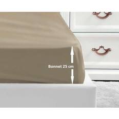 Beige Set da letto Coprimaterasso 100% Cotone 160 x 200 x 25 cm Beige