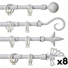 Barras de Cortina Gift Decor Barra Para Cortinas Extensible 170 - 320 cm Blanco Hierro (8 Unidades)