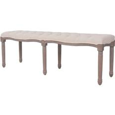 VidaXL Settee Benches vidaXL Solid Wood Linen Cream Settee Bench