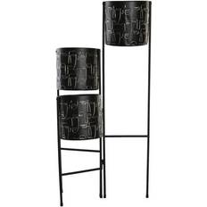 Dkd Home Decor Black and Gold Metal Face Planter 22 x 22 x 93 cm