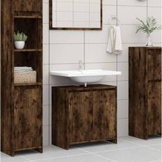 Armarios Altos de Baño vidaXL Armario De Baño Madera Contrachapada Roble Ahumado 60x33x61 cm