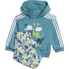 Turkosa Tracksuits Barnkläder adidas Infant Dino Camo Allover Print French Terry Jogging Suit - Arctic Fusion/ White