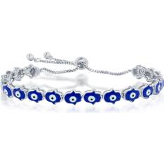 Anklets on sale Simona Sterling Silver Evil Eye Hamsa Station Anklet