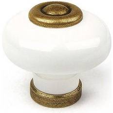 Poignées de porte REI Lot De 4 Boutons De Meuble Rond Porcelaine Brillant H.28 x 31 x P.31 mm