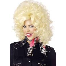 Vilda västern Maskerad Långa peruker Dolly Parton Wig Yellow