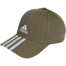 Adidas White Accessories Adidas Baseball 3-Stripes Cotton Twill Baseball Cap - Olive Strata/White