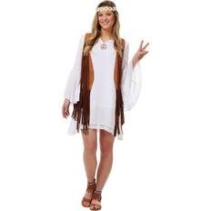 Kostüme Plus Flower Child Women's Costume Dress Beige/White 2X