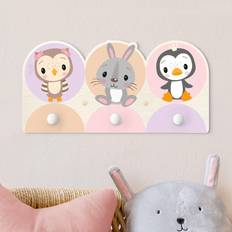 Cartas Porte-Manteau Enfant Hibou Lapin Manchot