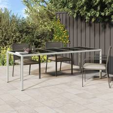 Steel Garden Table vidaXL Gartentisch Weiß 250 x 100 x 75 cm Poly Rattan und Hartglas