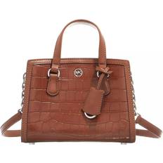 Michael Kors Women Messenger Bags Michael Kors MK Chantal Extra-Small Crocodile Embossed Leather Messenger Bag Chestnut