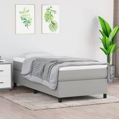 190cm Camas vidaXL Box Spring Con Colchón Tela Gris Claro 90x190 cm Cama Continental