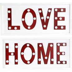 Red Wall Decor Dkd Home Decor White Red Urban Decoration 48 x 4 x 22 cm Set of 2 Wall Decor 4pcs