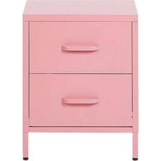 Pink Bedside Tables Beliani 2 Drawer Steel Bedside Table