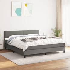 Letti Continentali vidaXL Giroletto A Molle Con Materasso Grigio Scuro 180x200 cm Tessuto Letto Continentale