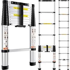 VEVOR 3,2M Teleskopleiter Rutschfester Klappleiter 48x9,5x76,5cm Stehleiter Ein-Knopf-Rückzug Mehrzweckleiter Aluminiumlegierung 170kg Belastbarkeit Ideal für Hausreparaturen Dekoration Wandanstriche