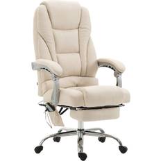 Beige sedie da ufficio CLP Massaggiante Pacific In Stoffa I Poltrona Relax Con Poggiapiedi I Sedia Studio Ergonomica Regolabile Con Funzione Massaggio Crema Sedia da ufficio