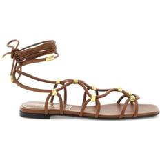 38 ⅔ - Damen Sandaletten Valentino Garavani Rockstud Net Kidskin - Tan Brown