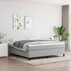 180cm Lits vidaXL Rembourré Lit Double Gris Clair 180x200 cm Lit Continental