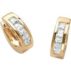 PalmBeach jewelry 2.96 tcw princess-cut cz huggie-hoop earrings gold-plated