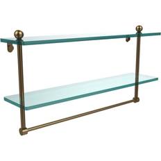 Allied Brass 22 W 2-Tier Clear Vanity Bathroom Shelf with Towel Bar Bronze