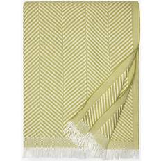 SFERRA Costa Herringbone-Weave Throw Blankets Green