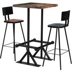 VidaXL Tabourets de bar vidaXL Mobilier 3 pcs Bois De Récupération Massif Multicolore Tabouret de bar 2pcs