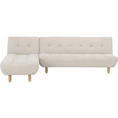 Beige - Corner Sofas Beliani Right Hand Corner Bed Sofa