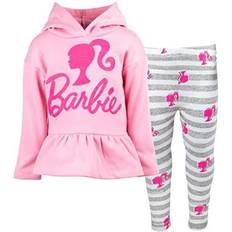 Polyester Sweatshirts Children's Clothing Barbie Little Girls Peplum Fleece Hoodie & Peplum Leggings Pink 7-8