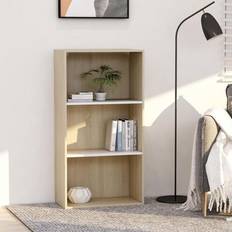 vidaXL Libreria 3 Ripiani Bianco Rovere Sonoma 60 x 30 x 114 cm Multistrato Scaffale per libri