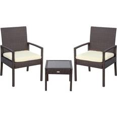 Juegos de comedor de patio Aktive Conjunto Jardín Garden 2 Sillones Con Cojín+Mesita Ratán Sintético Negro Juego de comedor de patio