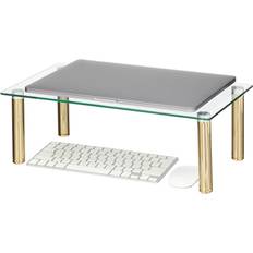 Desk riser shelf mDesign Large Flat Platform Riser Shelf for Laptop Computer or Tv Soft brass/clear