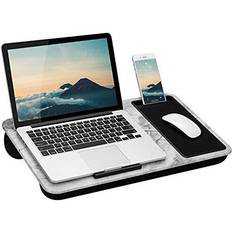 Laptop Stands LapGear Home Office Desk with Device Ledge, Mouse Pad, and Phone Holder White Marble Fits Up To 15.6 Inch Laptops style No. 91501