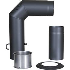Grå Skorsten Testrut Kaminoflam Winkelrohr-Set Senotherm Gussgrau 150 mm