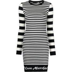 Love Moschino Kvinnors långa sleeved tub blandad ullklänning, vit svart