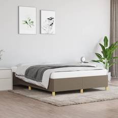 vidaXL Uden Madras 140x200 cm Stof Gråbrun Sengeramme