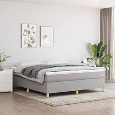 180cm Lits vidaXL Rembourré Lit Double Gris Clair 180x200 cm Lit Continental