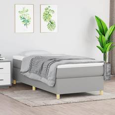 190cm Continentaal Bedden vidaXL Boxspring Met Matras Stof Lichtgrijs 90x190 cm