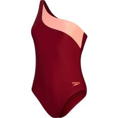 Rojo Trajes de baño Speedo Women's Asymetric Swimsuit Oxblood/Coral