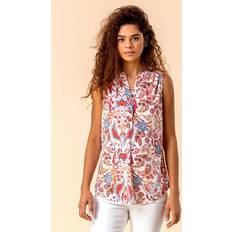 Red Tank Tops Roman Paisley Floral Print Sleeveless Top