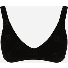 Dolce & Gabbana Black Tank Tops Dolce & Gabbana Flocked jersey top with all-over DG logo black