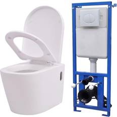 VidaXL Water Toilets vidaXL Wc A Muro Con Sciacquone Nascosto In Ceramica Bianco