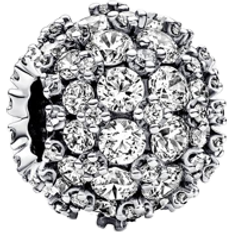 Pandora Sparkling Pavé Round Charm - Silver/Transparent