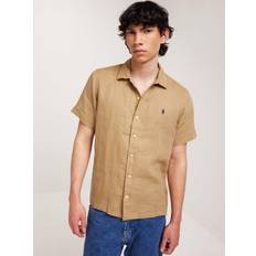 Giallo Camicie Polo Ralph Lauren Classic Fit Linen Camp Shirt Vintage Khaki Male